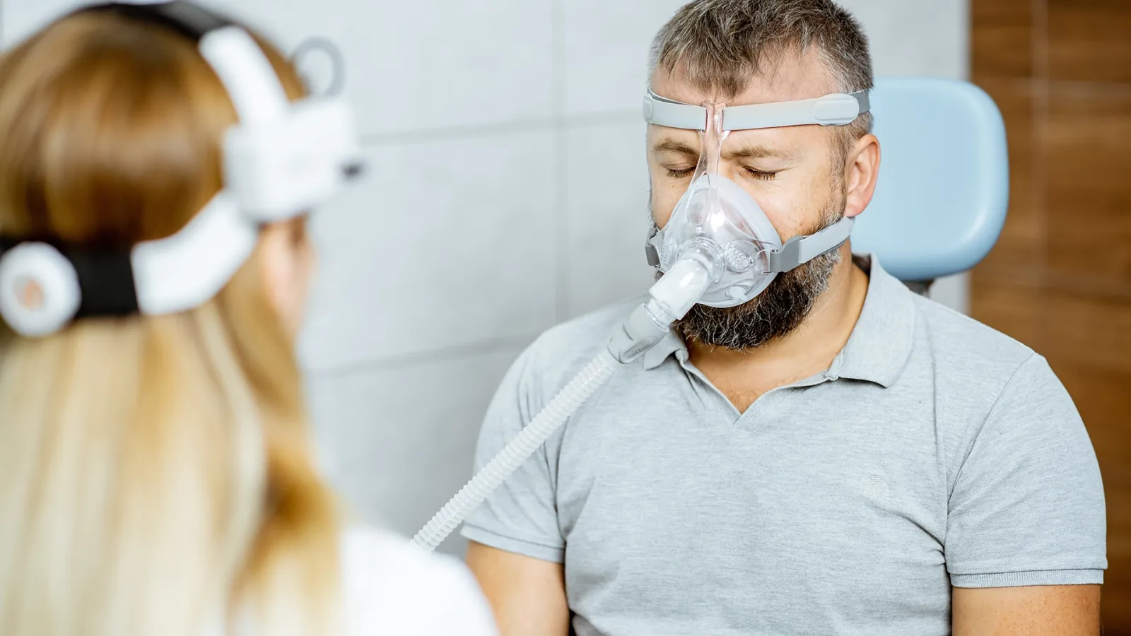 man with cpap mask
